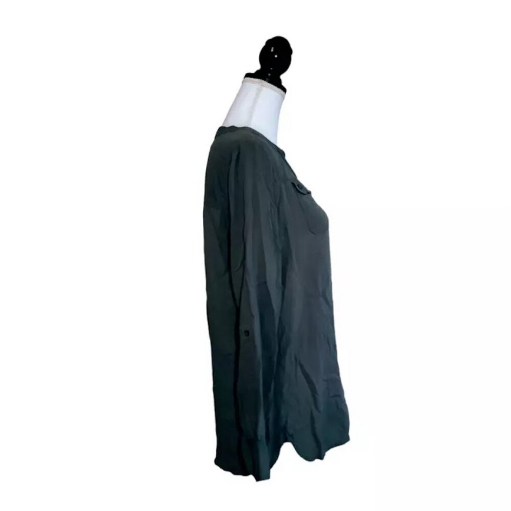 URBAN OUTFITTERS / STARING AT STARS Top, Dark Green Rayon Buttons Boho Casual, M - Picture 3 of 10
